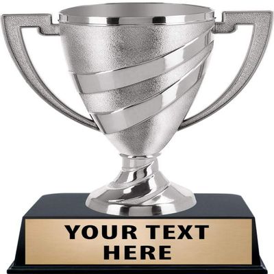 Crown Awards Silver Cup Trophy, 8.4" Silver Cup Engravable Trophy On Black Contemporary Base, 10 Pack