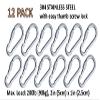 Branded Boards Heavy Duty Stainless Steel Thumb Screw Closure Carabiner Spring Snap Clip Link Hooks. 200-400lb Load. 6 Packs and 12 Packs (5cm-12-Pack-Silver) view 2