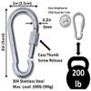 Branded Boards Heavy Duty Stainless Steel Thumb Screw Closure Carabiner Spring Snap Clip Link Hooks. 200-400lb Load. 6 Packs and 12 Packs (5cm-12-Pack-Silver) view 3
