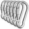 Branded Boards Heavy Duty Stainless Steel Thumb Screw Closure Carabiner Spring Snap Clip Link Hooks. 200-400lb Load. 6 Packs and 12 Packs (5cm-6-Pack-Silver) view 1