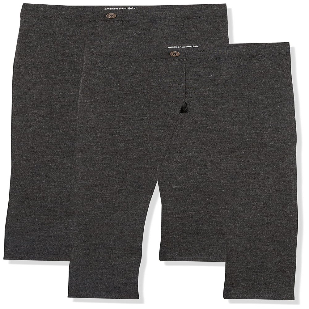 Amazon Essentials Girls' Uniform Slim Fit Ponte-Knit Pant, Pack of 2, Dark Grey, X-Large