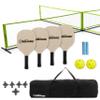 Triumph Sports 4 Square Pickleball Game Set Transforms to Regulation Pickleball Net, Includes 4 Square net, Wood Racket Paddles, Pickleballs, Boundary Markers, Metal Frame, Carry Bag view 1