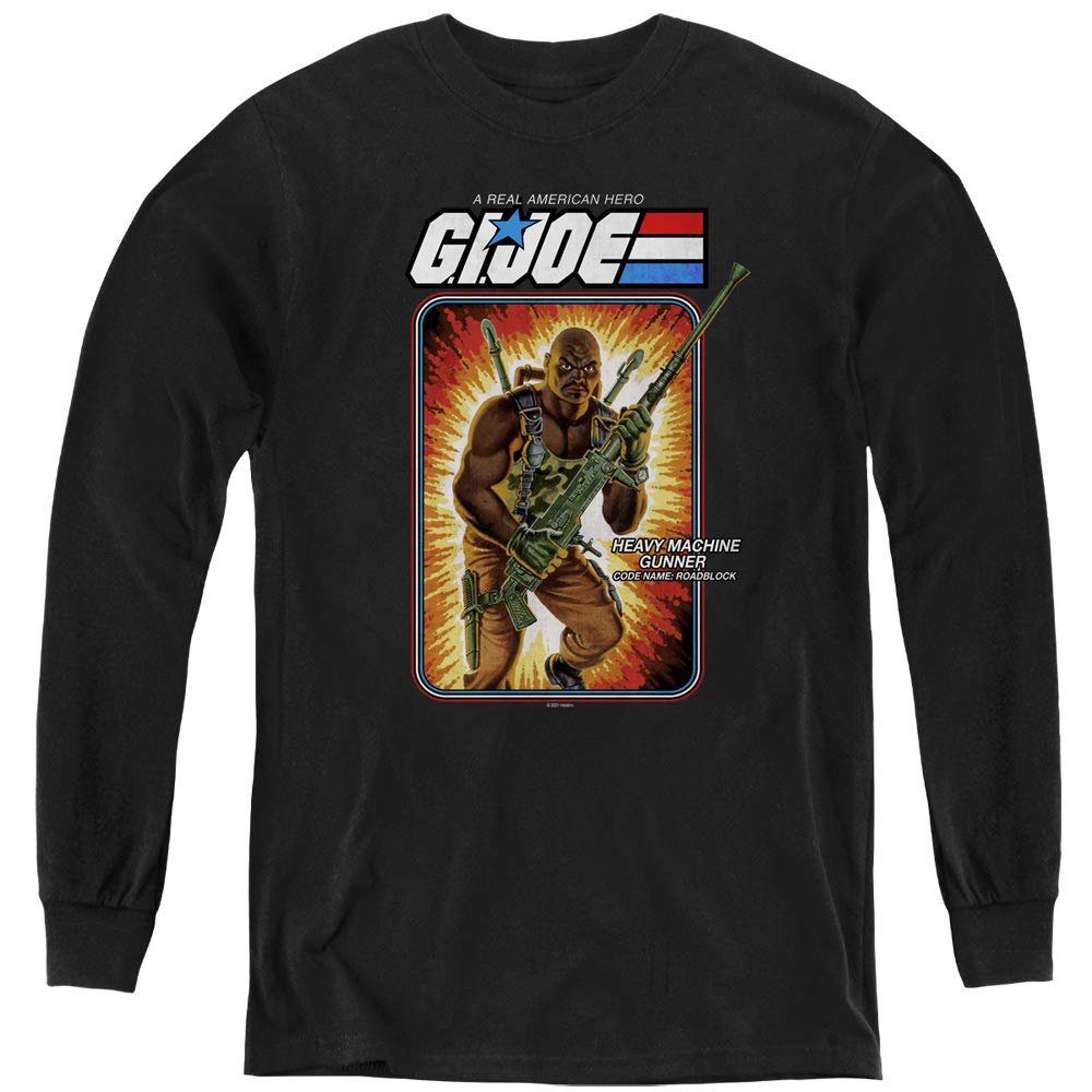 G.I. Joe Roadblock Card Youth Long Sleeve T Shirt, Black, Large
