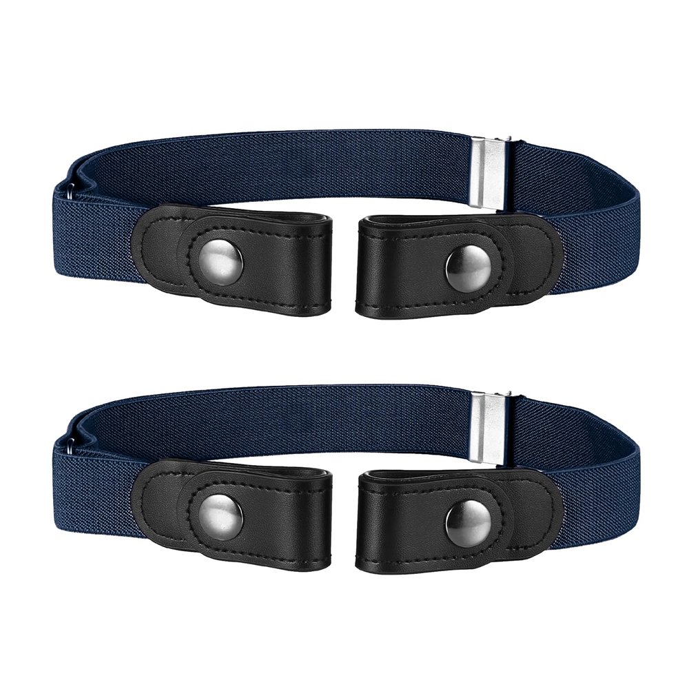 Buyless Fashion Kids Boys Girls No Buckle Adjustable Elastic Dress Stretch Belt Up to 30 Inches 2 Pack - 5098-2-Navy
