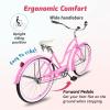 Tracer Taha Beach Cruiser Bike, 26 inch Commuter Bicycle, Single Speed/7 Sepeed Options, Hi-Ten Steel Frame, City Hybrid Bike for Women Men Adult (1-Speed - F, Pink) view 3