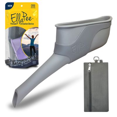 Lewis N. Clark EllaPee Female Urination Device, Reusable + Portable Bathroom, Female Urinal for Hiking, Outdoor, and Camping Essentials, Made with Medical Grade Silicone, Gray