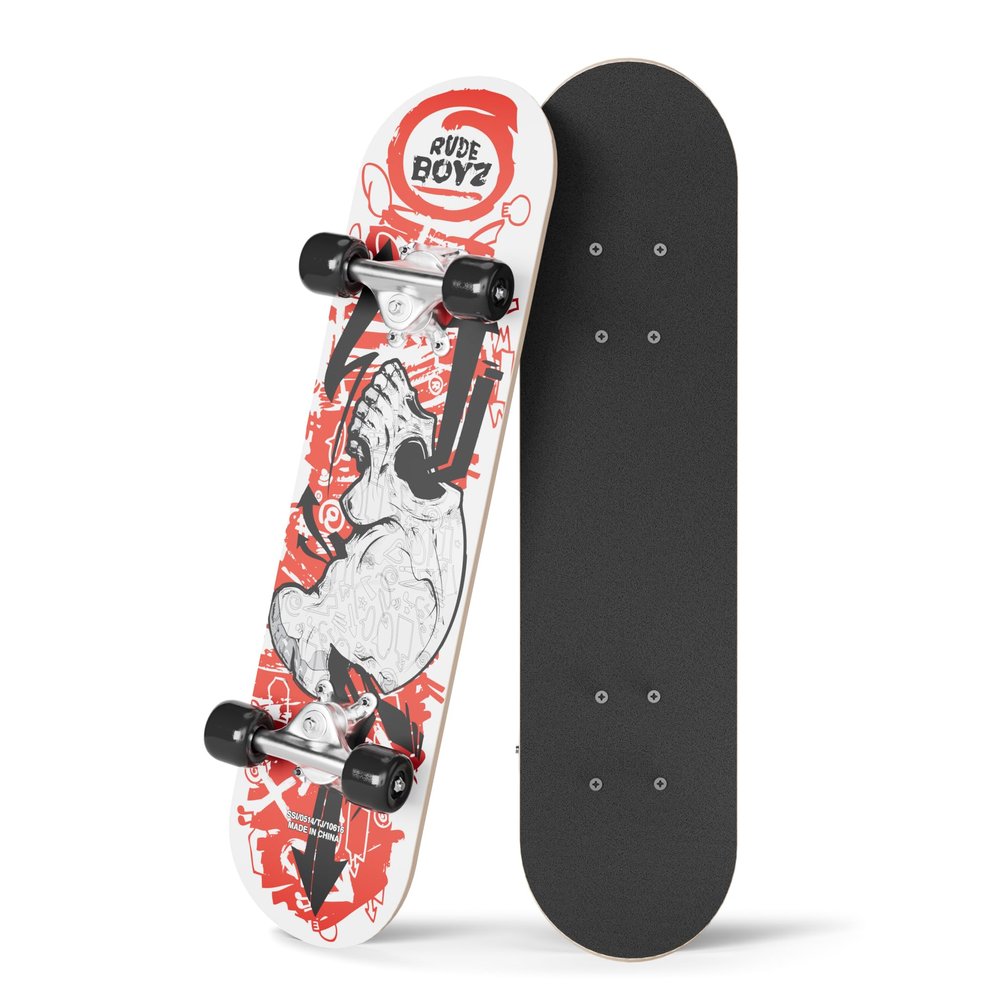 24 inch Rude Boyz Mini Cruiser Skateboard - Aluminium Trucks - Kids Skateboard Ages 5-8 Beginner - Skateboards for Kids