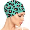 Marsolly Silicone Swim Cap for Women, Waterproof Long Hair Swimming Caps with Leopard Printed (Green) view 1