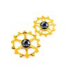 JRC Components Ceramic Derailleur Pulley Wheels | Pair of 14&12T Hybrid Ceramic Bearing - MTB Bike Rear Derailleur Wheels - Gold view 1