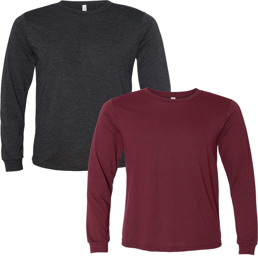 Bella Canvas - Unisex Jersey Long Sleeve Tee - 3501 LRG-Charcoal-HTHRCardinal