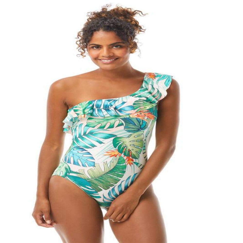 Vince Camuto Lush Tropic Ruffle One Shoulder One-Piece Multi 8