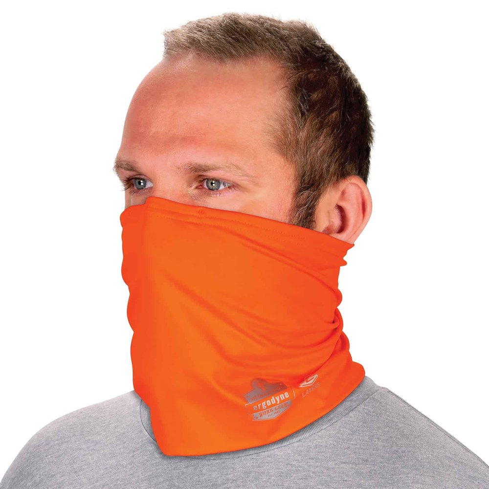 Ergodyne unisex adult 2-layer Cooling Multi-band - Performance Knit Neck Gaiter, Hi-vis Orange, Small Medium US