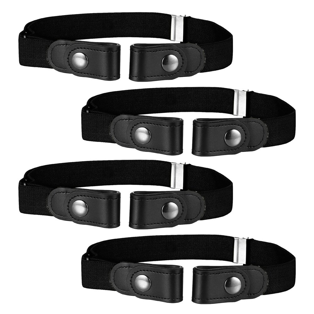 Buyless Fashion Kids Boys Girls No Buckle Adjustable Elastic Dress Stretch Belt Up to 30 Inches 4 Pack - 5098-4-Black
