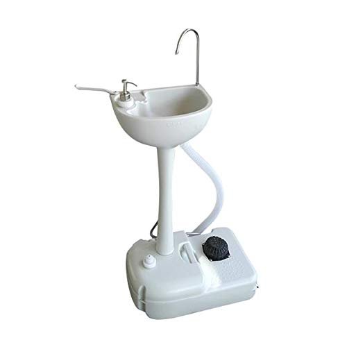Thxbyebye Removable Outdoor Wash Basin Outdoor Garden Sink, 5 Gallon Portable Washing Station with Wheels, Hand Wash Basin Sanitary Ware for Camping/RV/Barber/Kitchen/Indoor, HDPE, w/Towel Holder