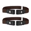 Buyless Fashion Kids Boys Girls No Buckle Adjustable Elastic Dress Stretch Belt Up to 30 Inches 2 Pack - 5098-2-Brown view 1