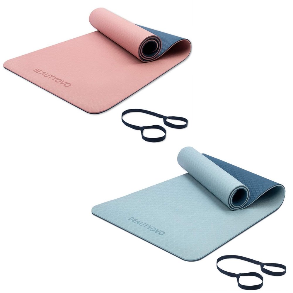 2 COLORS - BUY TOGETHEREco Friendly TPE Non Slip Yoga Mat, 1/3-Inch Extra Thick Yoga Mats for Women Men, for Yoga, Pilates and Floor Exercises