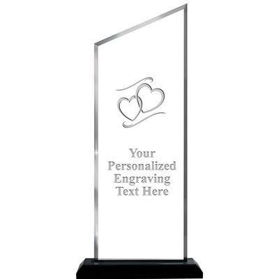 Hearts Acrylics - 14" Incline Skyline Acrylic Award Hearts Presentation Trophy, Engraving Included Prime