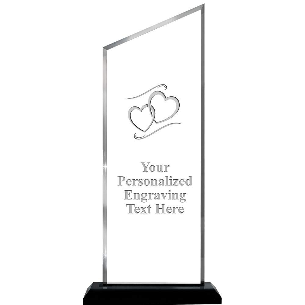 Hearts Acrylics - 14" Incline Skyline Acrylic Award Hearts Presentation Trophy, Engraving Included Prime