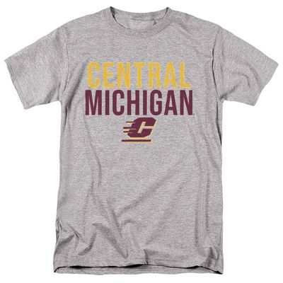 Central Michigan University Official Stacked Unisex Adult T-Shirt, Athletic Heather, 5X-Large