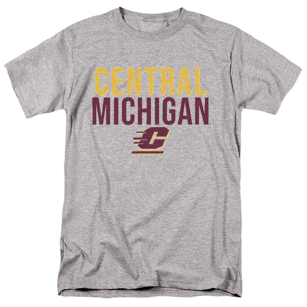 Central Michigan University Official Stacked Unisex Adult T-Shirt, Athletic Heather, 5X-Large