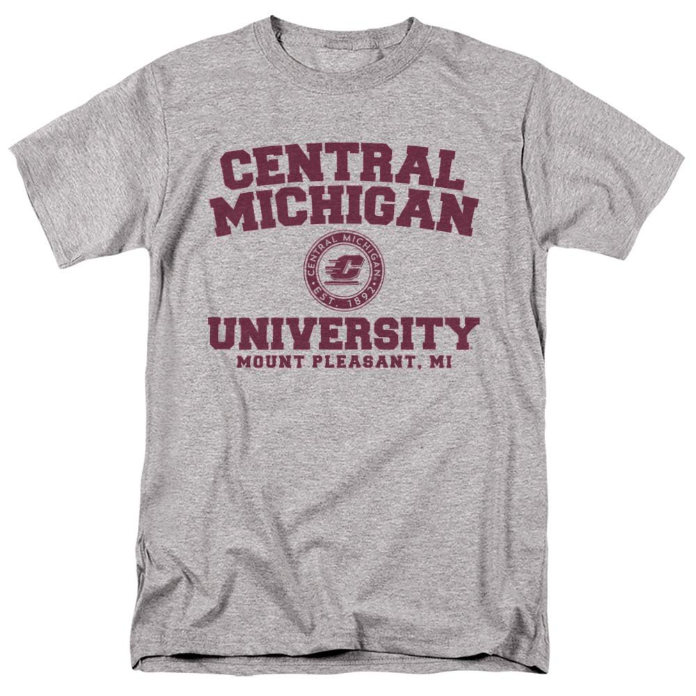 Central Michigan University Official Circle Logo Unisex Adult T-Shirt, Athletic Heather, 5X-Large