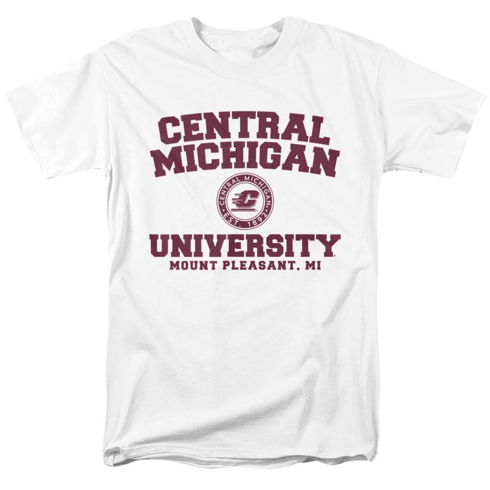 Central Michigan University Official Circle Logo Unisex Adult T-Shirt, White, 5X-Large