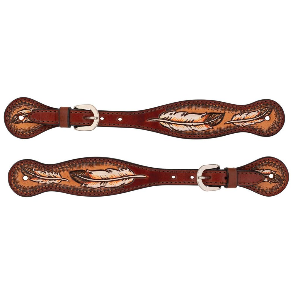 Turquoise Cross Coco Feather Men's Spur Straps