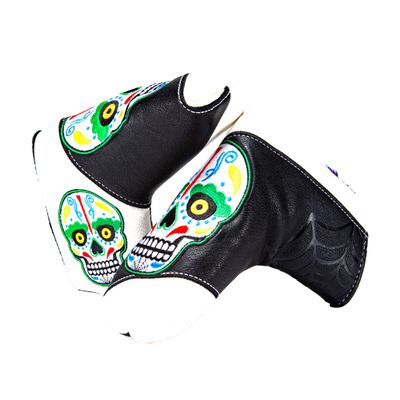 CMC Design Custom Sugar Skull with Web Embroidered Golf Blade Head Cover - Beautiful Design Elements Include Applique and Embossing - Great Fit for Any Club as Golf Head Covers or as Iron Headcovers