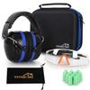 YINSHOME Shooting Ear Protection Earmuffs, Gun Safety Glasses, Earplugs, Protective Case,BLACK+BLUE view 1