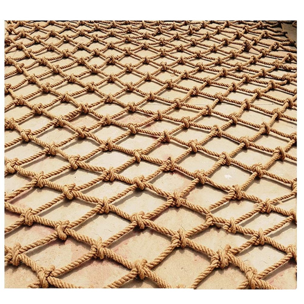 Hemp Climbing Net Hemp Rope Net for Kid Truck Trailer Heavy Duty Netting Safety Nets Cargo Rope Ladder Safety Net Fence Decor Mesh,for Playground Indoor Outdoor Diameter 6mm