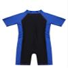 renvena Kids Boys One Piece Short Sleeve Swimwear Front Zipper Jumpsuit Side Color Shorts Rash Guard Wetsuit Blue&Black 3-4 view 4