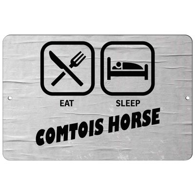 Makoroni - EAT Sleep Comtois Horse - 8"x12" Aluminum Novelty Fun Street Sign, DesW19
