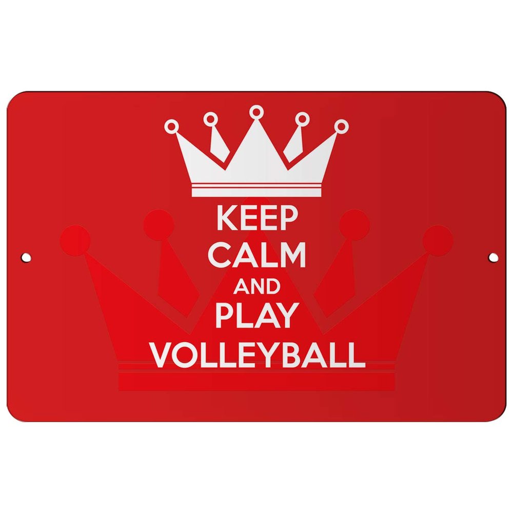 Makoroni - Keep Calm and Play Volleyball - 8"x12" Aluminum Novelty Fun Street Sign, DesW24