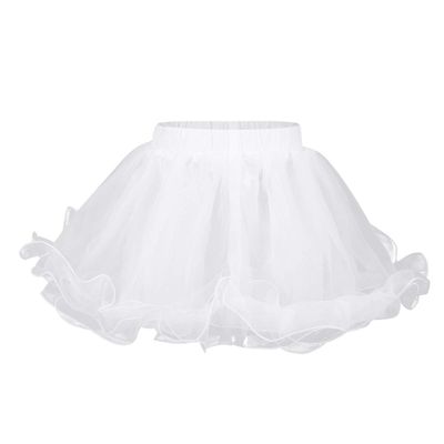 Aislor Girls Kids 3 Layers Organza Petticoat Underskirt Wedding Princess Pageant Dance Dress White 5-6
