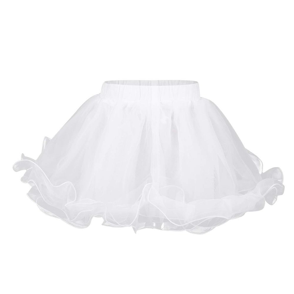 Aislor Girls Kids 3 Layers Organza Petticoat Underskirt Wedding Princess Pageant Dance Dress White 5-6