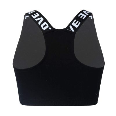 Moily Big Girls Racer Back Padded Sports Bra Gymnastics/Dance.Yoga Athletic Crop Top 2 Pack Underwear V Neck Black 3-4