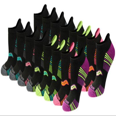Saucony Women's RunDry Performance 8, 16 Pairs Heel Tab Athletic Socks, S-L, Black Assorted (16 Pairs), Large