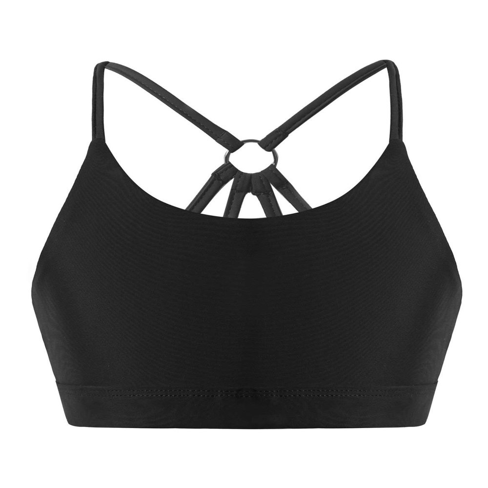 vastwit Juniors Girls Spaghetti Shoulder Straps Training Bras Pure Color Athletic Camisoles Dancing Running Clothes Black 6