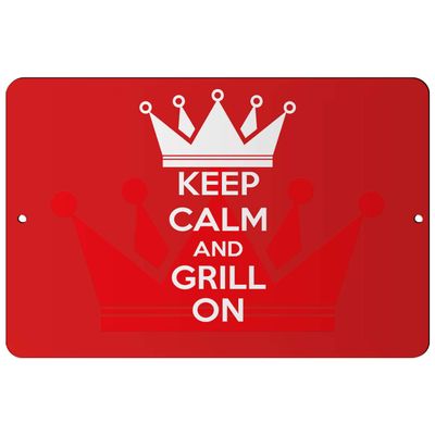 Makoroni - Keep Calm and Grill ON - 8"x12" Aluminum Novelty Fun Street Sign, DesC43