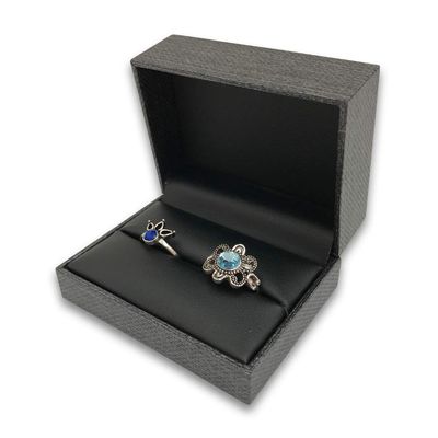 1 Qty - Charcoal Grey Mesh Watch (Pillow) Jewelry Box w/ Black Leatherette Interior and Inset Top