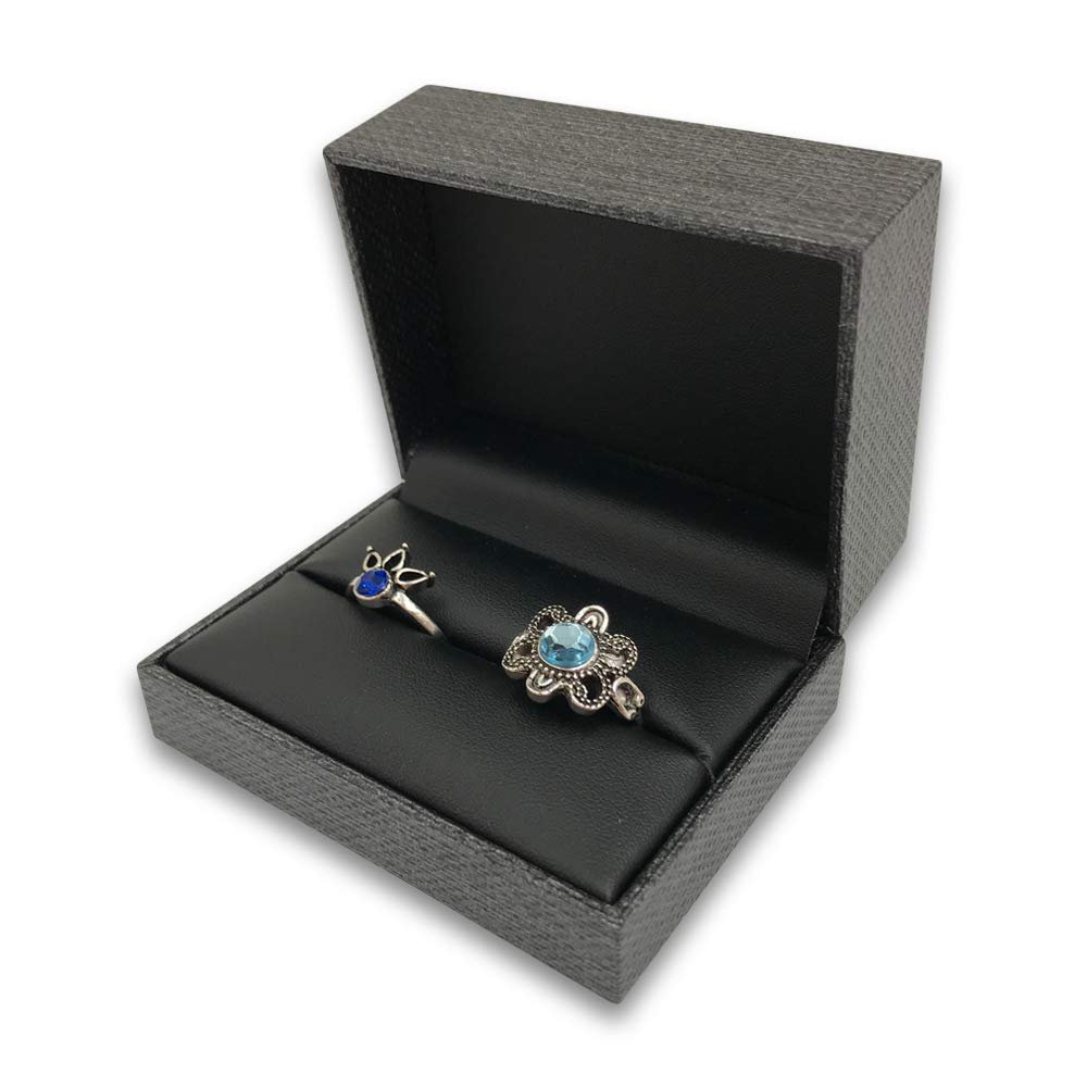1 Qty - Charcoal Grey Mesh Watch (Pillow) Jewelry Box w/ Black Leatherette Interior and Inset Top
