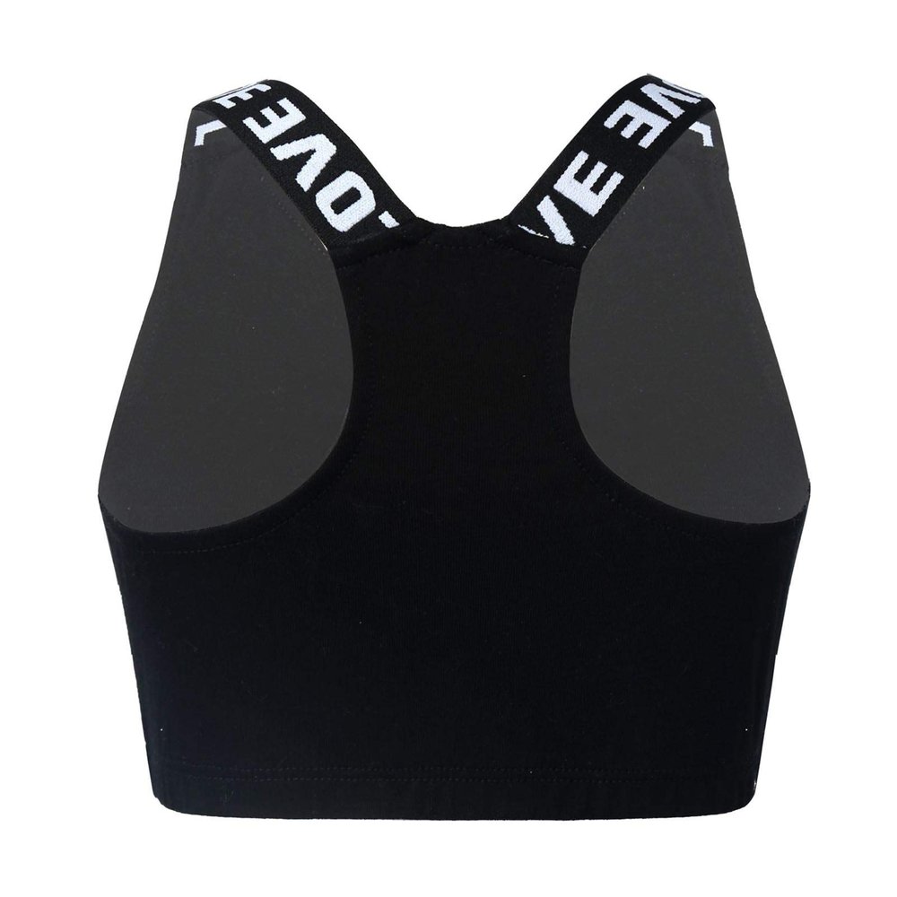 Moily Big Girls Racer Back Padded Sports Bra Gymnastics/Dance.Yoga Athletic Crop Top 2 Pack Underwear V Neck Black 8-10