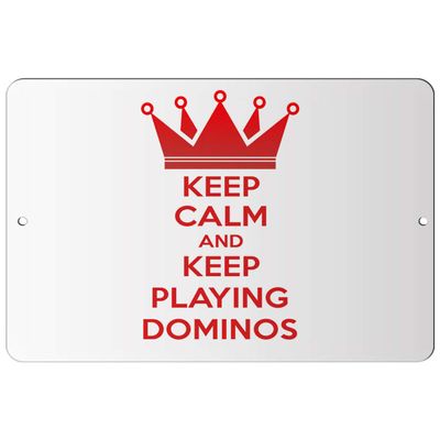 Makoroni - Keep Calm and KEEPPLAYING Dominos - 12"x18" Aluminum Novelty Fun Street Sign, DesN9