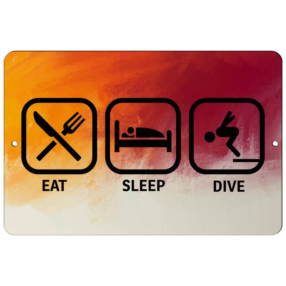 Makoroni - EAT Sleep Dive - 8"x12" Aluminum Novelty Fun Street Sign, DesS75
