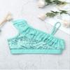 Aislor Girls Kids Shiny Sequined Dance Crop Top Asymmetrical Shoulder Straps Ruffle Jazz Modern Dance Top Mint Green 12 view 3