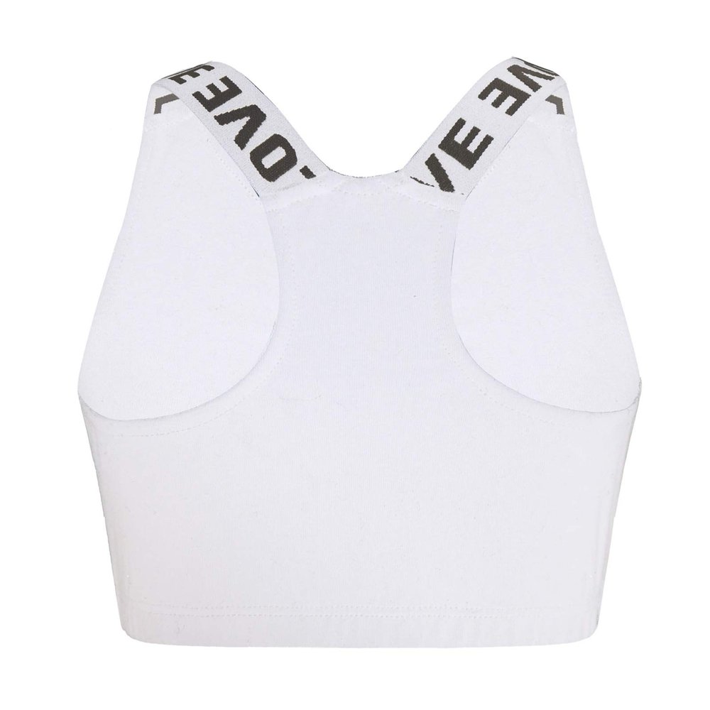 Moily Big Girls Racer Back Padded Sports Bra Gymnastics/Dance.Yoga Athletic Crop Top 2 Pack Underwear V Neck White 10-12