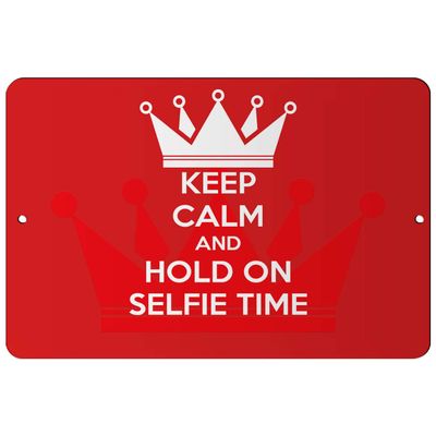 Makoroni - Keep Calm and Hold ON Selfie TIME - 12"x18" Aluminum Novelty Fun Street Sign, DesC68
