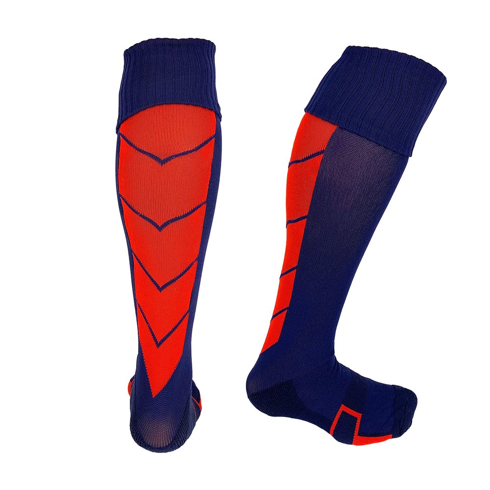Just 4 Kicks Soccer Socks, Knee High Socks, Athletic Socks for Mens and Women, Size 8-13 (Navy/Red)