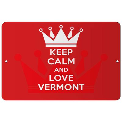 Makoroni - Keep Calm and Love Vermont - 8"x12" Aluminum Novelty Fun Street Sign, DesD95