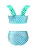 renvena Kids Girls Fish Scales Printed Swimwear Ruffled Shoulder Straps Mermaid Beach Wear Bathing Suit Green 4T view 2